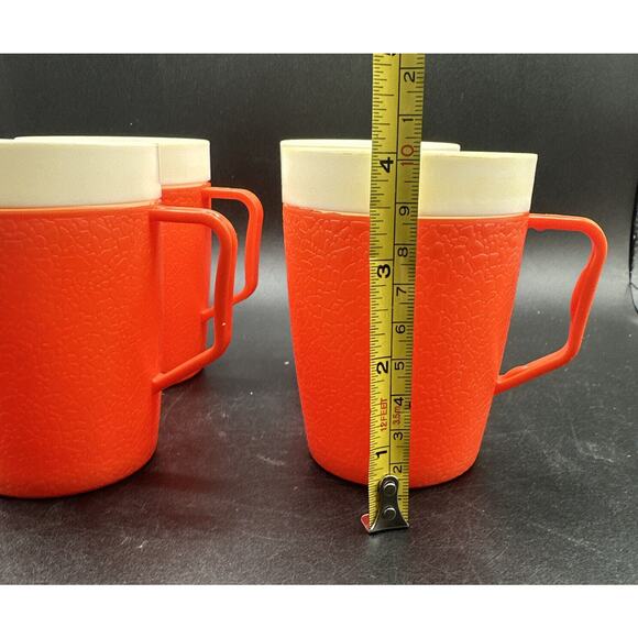 4 MCM Burnt Orange Vintage 60s' Arnoldware Thermo-mugs Camping Cups Glamping 3O - Picture 4 of 10